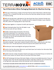 TerraNova 3 Top Ten Reminders When Packaging Materials for Machine Scoring